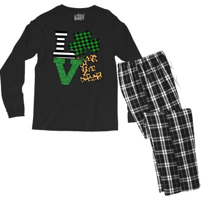Love Leopard Shamrock Lucky Men's Long Sleeve Pajama Set Designed By Bariteau Hannah