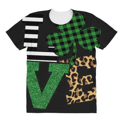 Love Leopard Shamrock Lucky All Over Women's T-shirt Designed By Bariteau Hannah