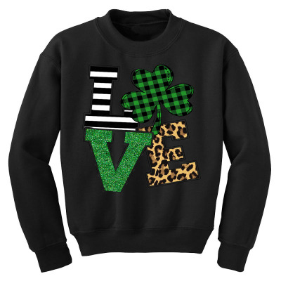 Love Leopard Shamrock Lucky Youth Sweatshirt Designed By Bariteau Hannah