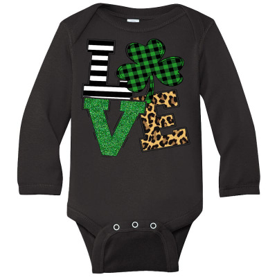 Love Leopard Shamrock Lucky Long Sleeve Baby Bodysuit Designed By Bariteau Hannah