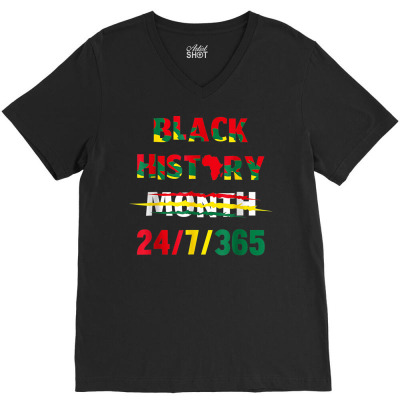 Black History Month V-neck Tee Designed By Bariteau Hannah