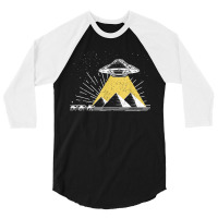 Ufo Alien Abduction Pyramids Ancient Egypt Camels Science 3/4 Sleeve Shirt | Artistshot