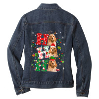 Ho3 Christmas Santa Elf Reindeer English Cocker Spaniel Ladies Denim Jacket | Artistshot