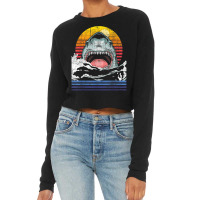 Retro Vintage Shark  Marine Biologist Wildlife Shark Lovers Cropped Sweater | Artistshot