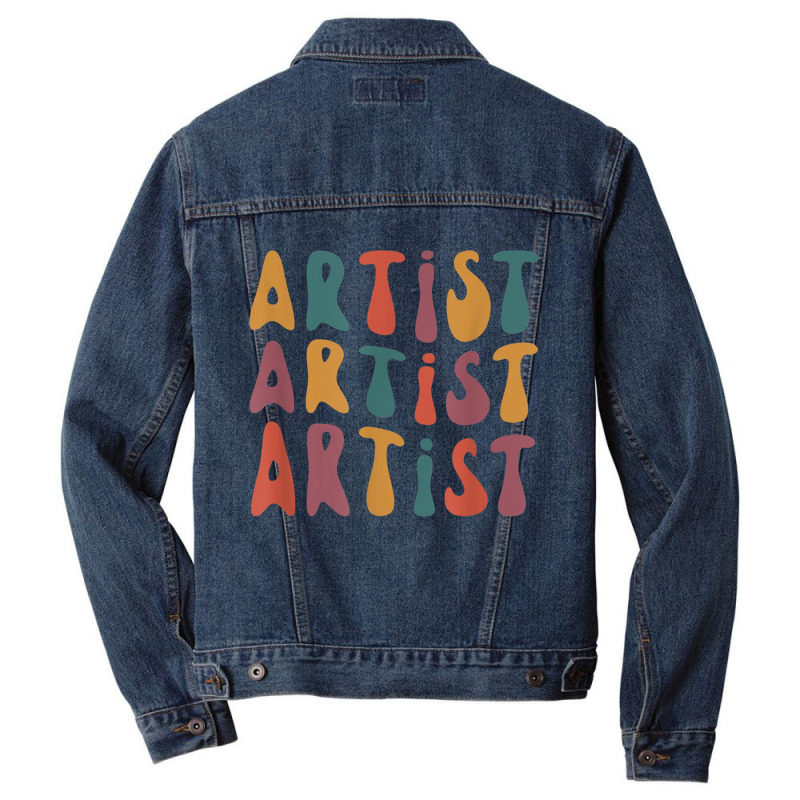 Artist Groovy Retro Colorful Design Graphic Artist Artistic Men Denim Jacket | Artistshot