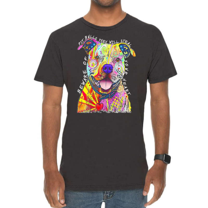 Pitbull T  Shirt Beware Of Pitbulls They Will Steal Your Heart T  Shir Vintage T-shirt | Artistshot