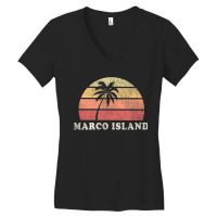 Marco Island Fl Vintage 70s Retro Throwback Design Women's V-neck T-shirt | Artistshot