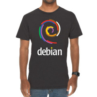 Dark Color Debian Linux Vintage T-shirt | Artistshot