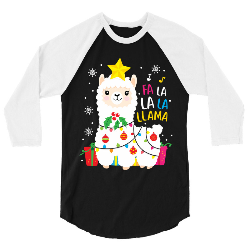 Funny Llama Fa La La Christmas Ornament Decors 3/4 Sleeve Shirt | Artistshot