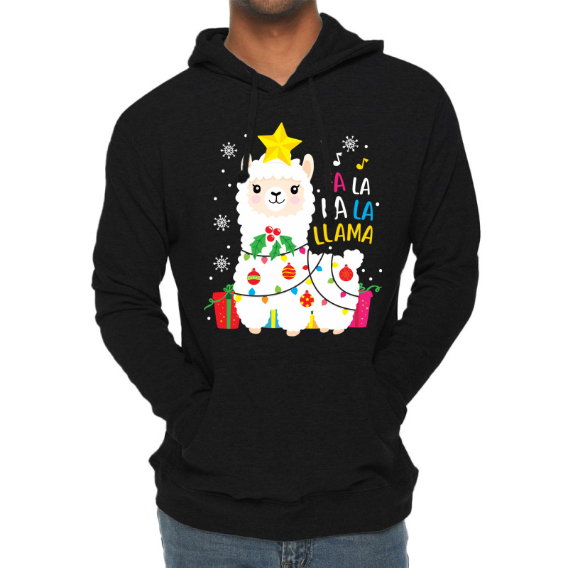 Funny Llama Fa La La Christmas Ornament Decors Lightweight Hoodie | Artistshot