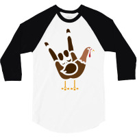 Asl American Sign Language Thankful Turkey Day Holiday Sweatshirt 3/4 Sleeve Shirt | Artistshot