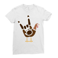 Asl American Sign Language Thankful Turkey Day Holiday Sweatshirt Ladies Fitted T-shirt | Artistshot