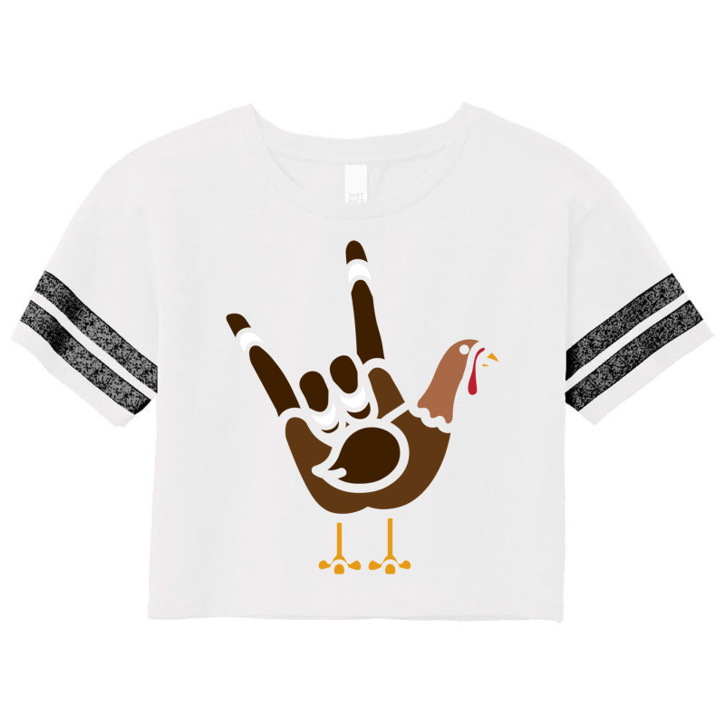 Asl American Sign Language Thankful Turkey Day Holiday Sweatshirt Scorecard Crop Tee by cm-arts | Artistshot