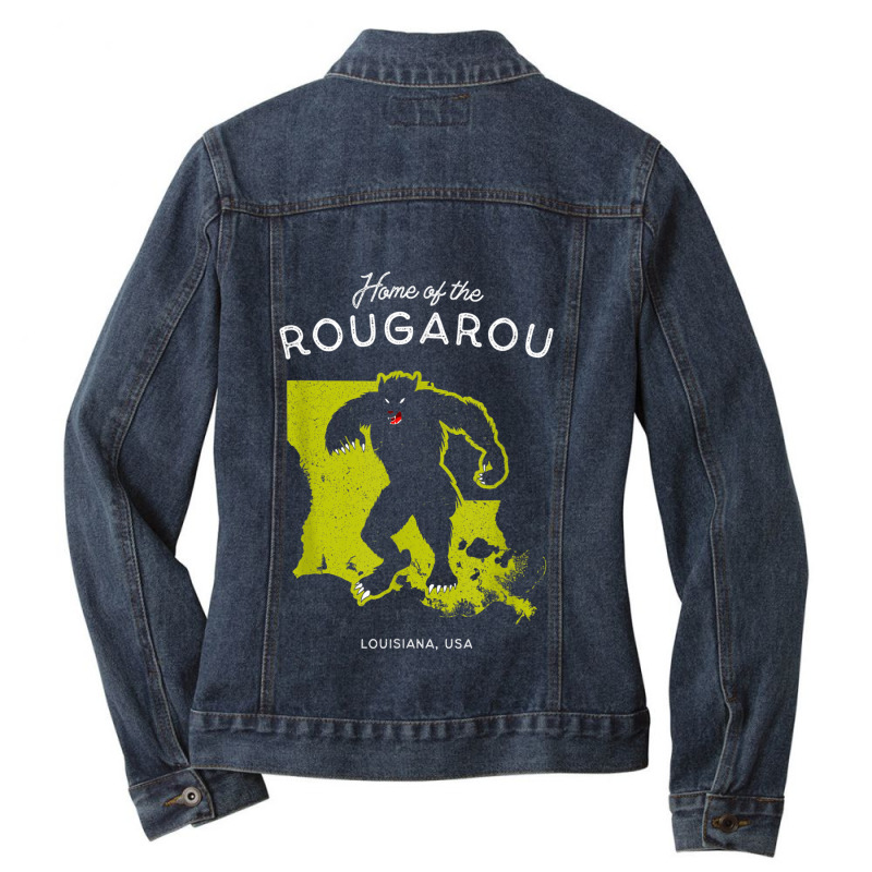 Home Of The Rougarou Louisiana Usa Cryptid Ladies Denim Jacket by ValentinoHoover | Artistshot