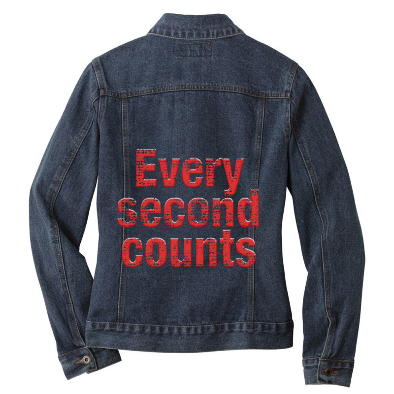 Every Second Counts Ladies Denim Jacket by cm-arts | Artistshot