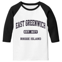 East Greenwich Rhode Island Ri Vintage State Athletic Style Sweatshirt Youth 3/4 Sleeve | Artistshot