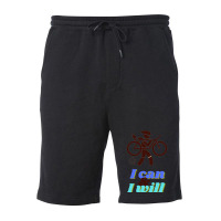 Funny Triathlon  Ironman I Can Amp I Will Fleece Short | Artistshot