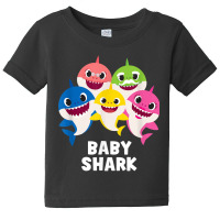 Pinkfong Baby Shark Family T Shirt With Text Baby Tee | Artistshot