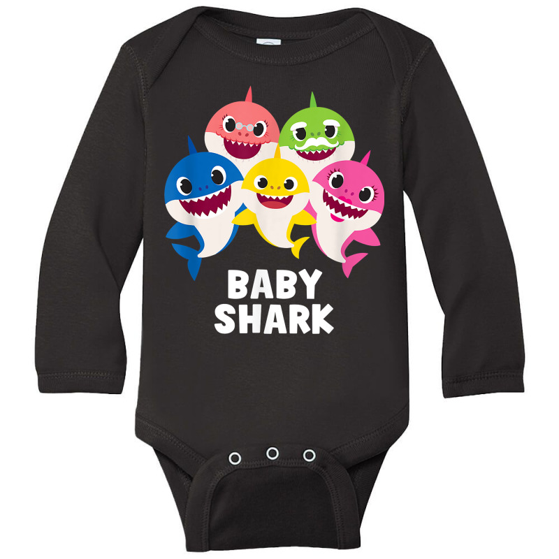 Pinkfong Baby Shark Family T Shirt With Text Long Sleeve Baby Bodysuit by cm-arts | Artistshot