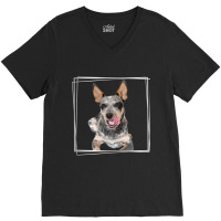 My Blue Heeler Australian Cattle Dog Silver V-neck Tee | Artistshot