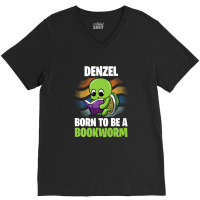 Denzel - Born To Be A Bookworm - Personalized V-neck Tee | Artistshot