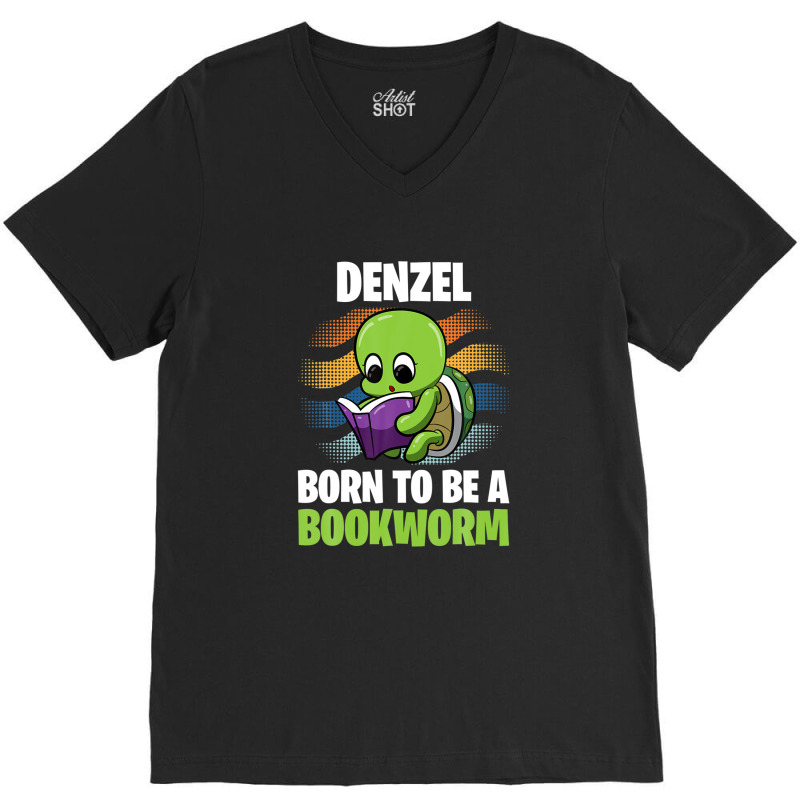 Denzel - Born To Be A Bookworm - Personalized V-neck Tee | Artistshot