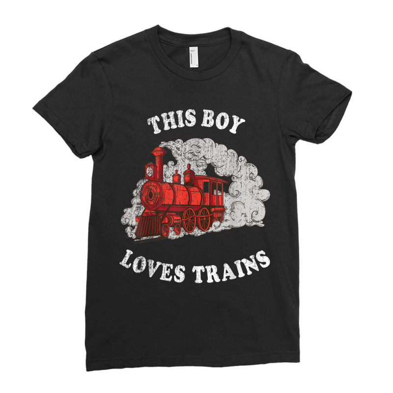 This Boy Loves Trains Locomotive Lover Wagon Boys Toddler Ladies Fitted T-Shirt by JaydaBenjamin | Artistshot