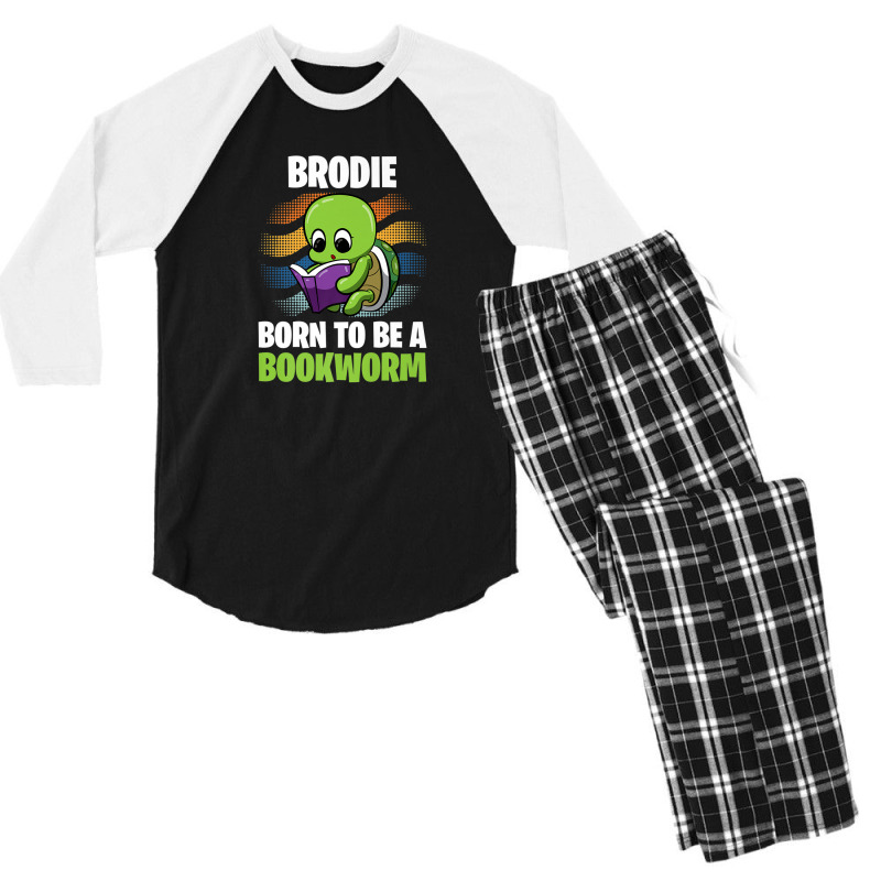 Brodie - Born To Be A Bookworm - Personalized Men's 3/4 Sleeve Pajama Set | Artistshot