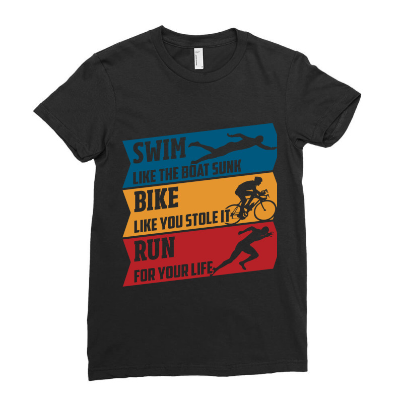 Swim  Run  Bike Ladies Fitted T-Shirt by cm-arts | Artistshot