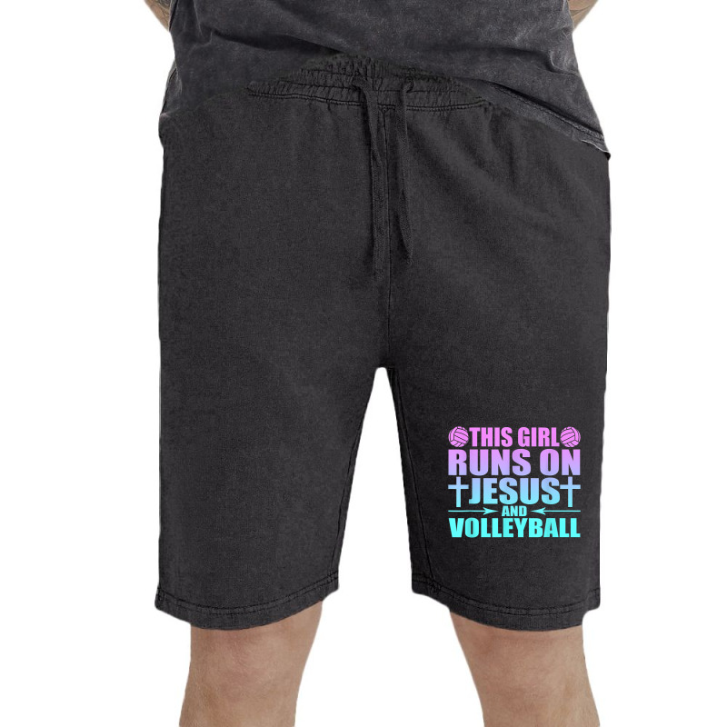 This Girl Runs On Jesus And Volleyball Novelty Vintage Short by JaydaBenjamin | Artistshot