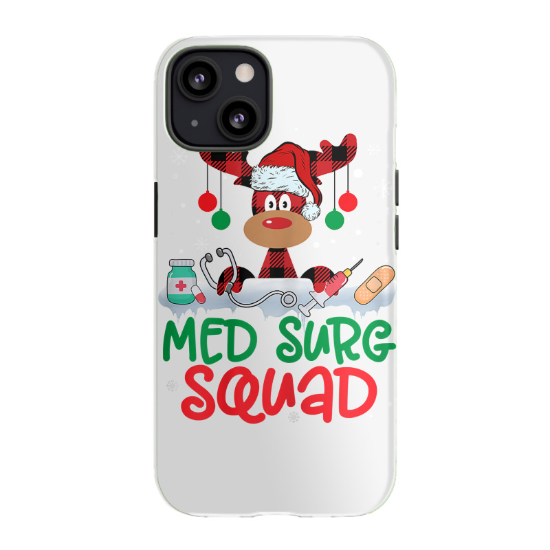 Womens Red Plaid Reindeer Santa Hat Med Surg Squad Nurse Christmas T S Iphone 13 Case | Artistshot