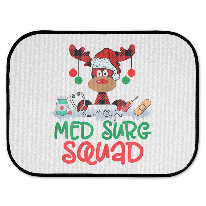 Womens Red Plaid Reindeer Santa Hat Med Surg Squad Nurse Christmas T S Rear Car Mat | Artistshot