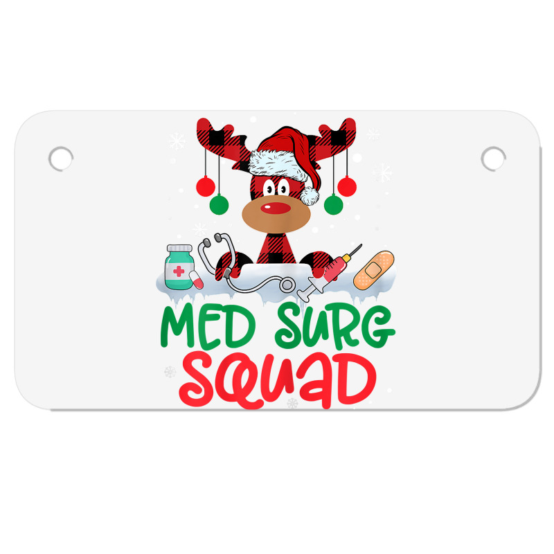 Womens Red Plaid Reindeer Santa Hat Med Surg Squad Nurse Christmas T S Motorcycle License Plate | Artistshot