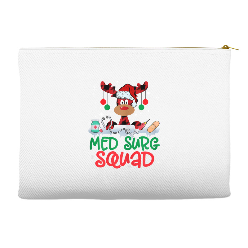 Womens Red Plaid Reindeer Santa Hat Med Surg Squad Nurse Christmas T S Accessory Pouches | Artistshot