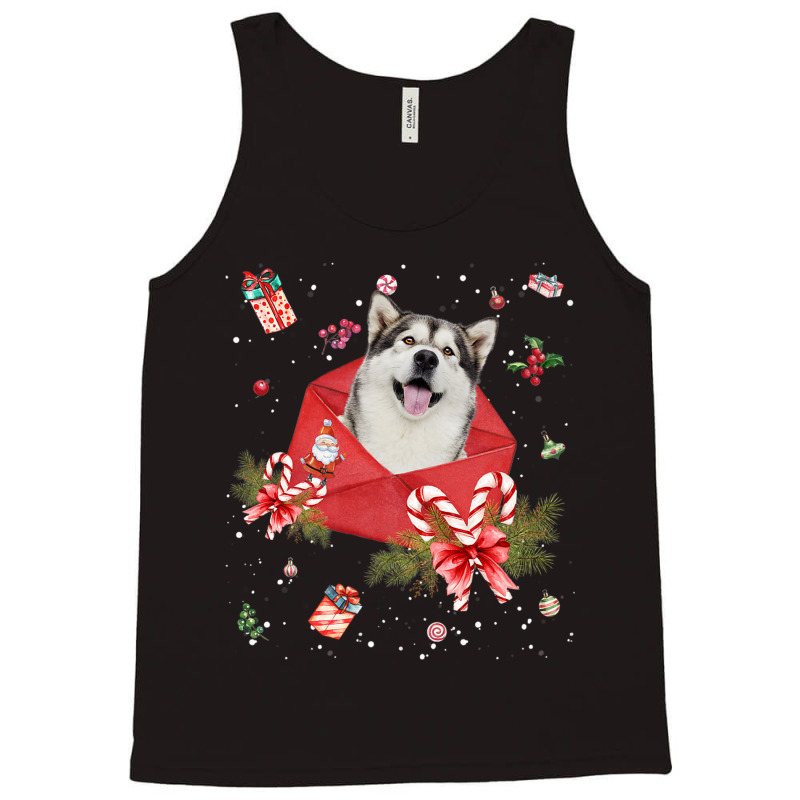 Alaskan Malamute Dog In Christmas Card Ornament Pajama Xmas Premium T Tank Top | Artistshot