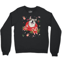 Alaskan Malamute Dog In Christmas Card Ornament Pajama Xmas Premium T Crewneck Sweatshirt | Artistshot