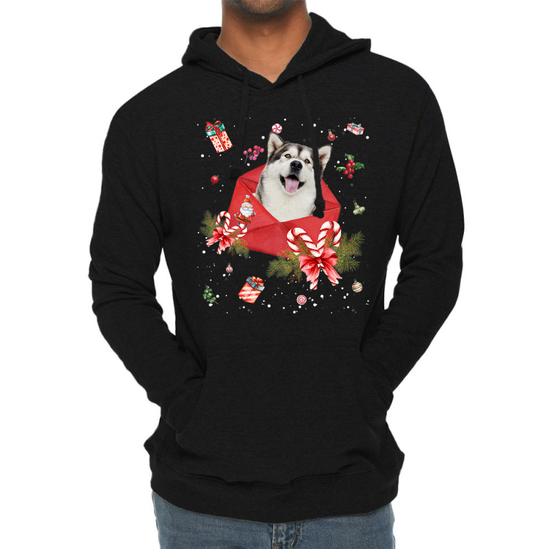 Alaskan Malamute Dog In Christmas Card Ornament Pajama Xmas Premium T Lightweight Hoodie | Artistshot