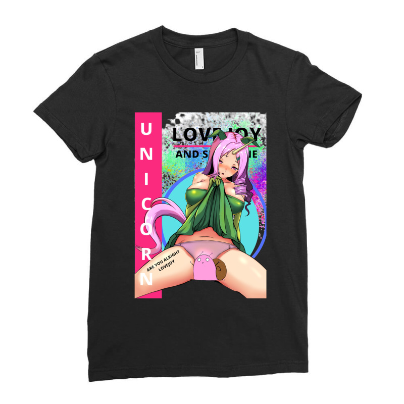 Pink Horn Anime  Unicorn Spread Leg Ladies Fitted T-Shirt by cm-arts | Artistshot