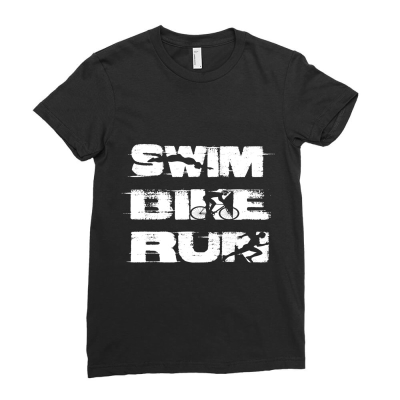 Swim, Bike, Run Triathlon Ladies Fitted T-Shirt by cm-arts | Artistshot