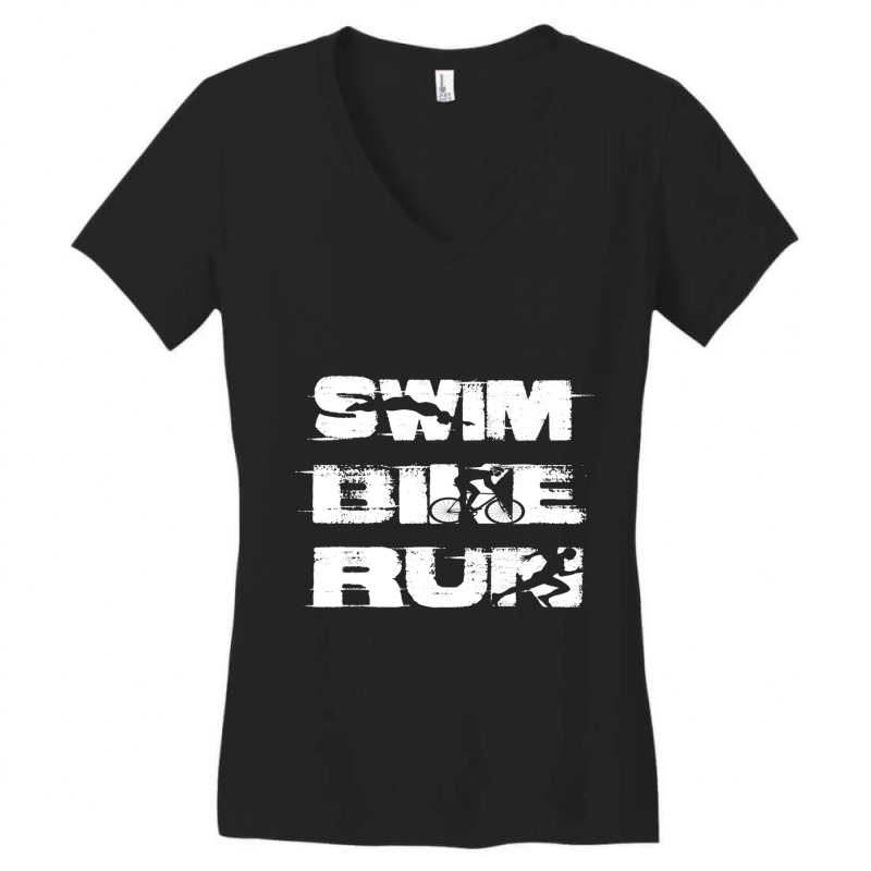 Swim, Bike, Run Triathlon Women's V-Neck T-Shirt by cm-arts | Artistshot