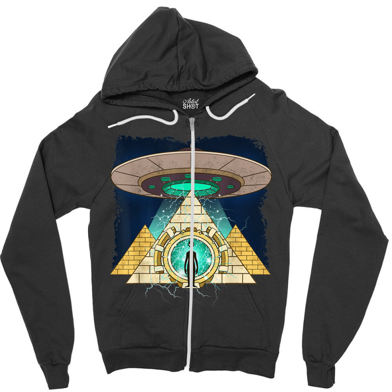 Ancient Astronaut Egyptian Pyramid Alien Conspiracy Theory Zipper Hoodie | Artistshot