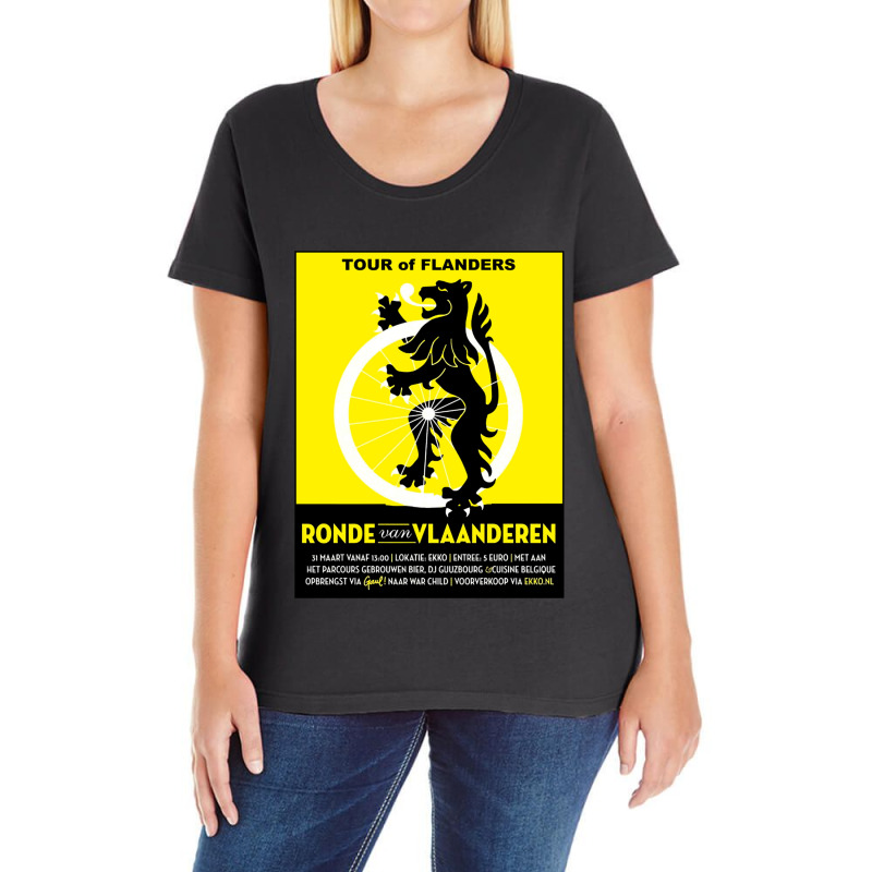 Tour Of Flanders  Vintage Bicycle Racing Advertising Print Ladies Curvy T-Shirt by cm-arts | Artistshot