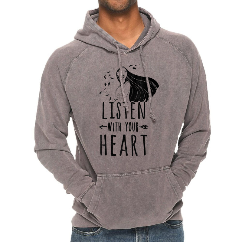 Funny Pocahontas Listen With Your Heart Graphic Vintage Hoodie | Artistshot