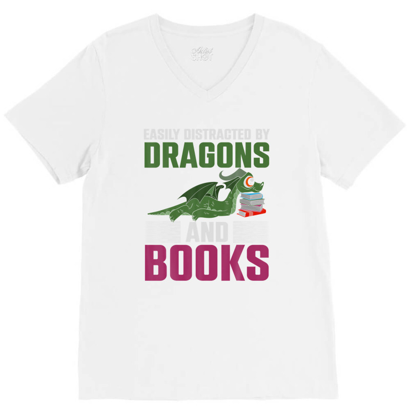 Fantasy Animal Dragon Book Reading Funny Book Dragon V-neck Tee | Artistshot