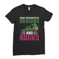 Fantasy Animal Dragon Book Reading Funny Book Dragon Ladies Fitted T-shirt | Artistshot