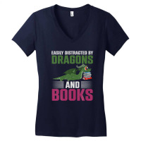 Fantasy Animal Dragon Book Reading Funny Book Dragon Women's V-neck T-shirt | Artistshot