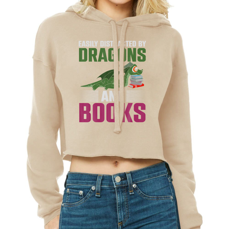 Fantasy Animal Dragon Book Reading Funny Book Dragon Cropped Hoodie by miliahpullom | Artistshot