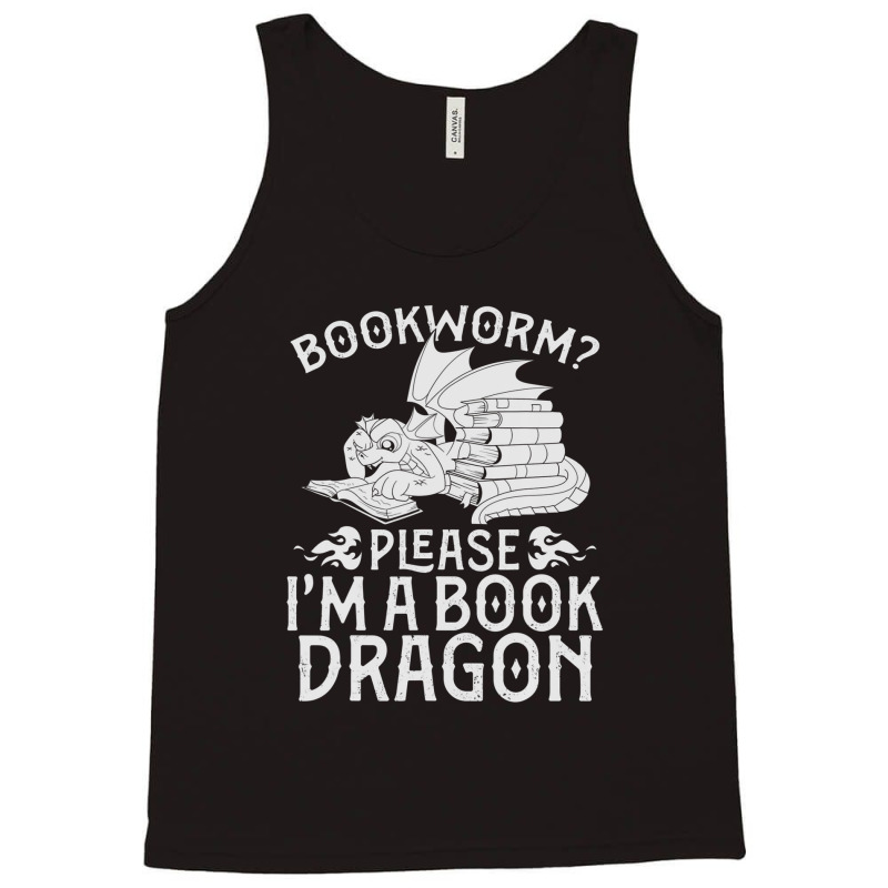 Fantasy Animal Bookworm Librarian Reading Funny Book Dragon Tank Top | Artistshot