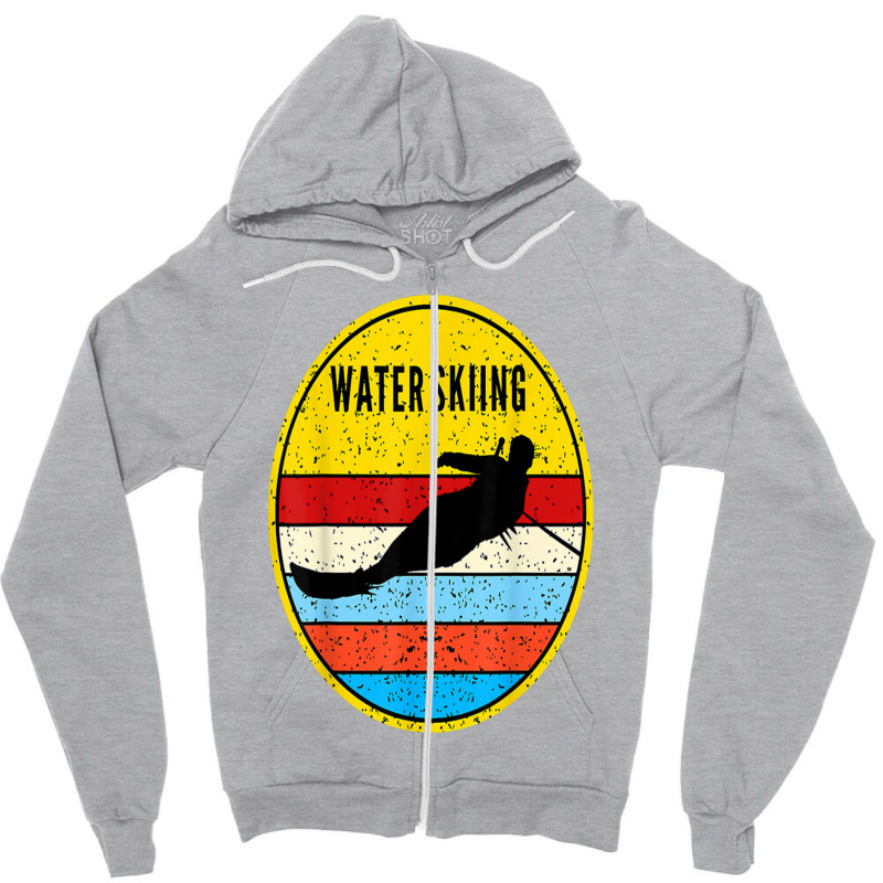 Aad,water Skiing Retro Waterski Ski Water Sports Zipper Hoodie by cm-arts | Artistshot