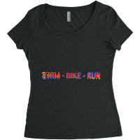 Swim Bike Run, Triathlon Pop Art Women's Triblend Scoop T-shirt | Artistshot